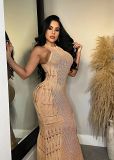Sexy ladies dress fashion knitted hollow out beach maxi dress