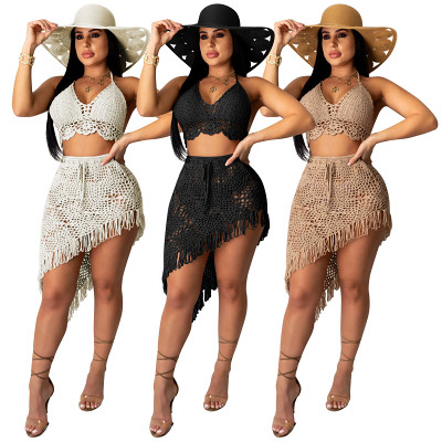 Sexy hand-crocheted tassel leisure beach swimsuit 2 piece Set