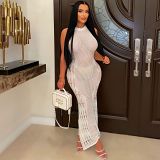 Sexy ladies dress fashion knitted hollow out beach maxi dress