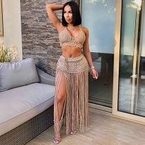 Hand-crocheted perspective beach skirt fashion set