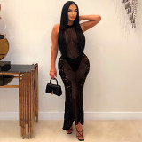 Sexy ladies dress fashion knitted hollow out beach maxi dress