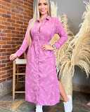 Ladies casual printed loose shirt long dress