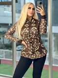 Casual printed slim jacket women coat