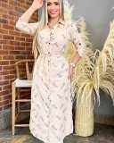 Ladies casual printed loose shirt long dress