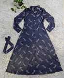 Ladies casual printed loose shirt long dress