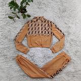 New fashion casual printed ladies sweater 2 piece tracksuit set