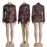 Casual printed slim jacket women coat