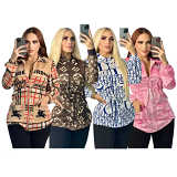 Casual printed slim jacket women coat