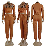 New fashion casual printed ladies sweater 2 piece tracksuit set