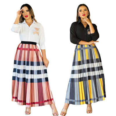 Simple fashion small rhinestones single-breasted shirt skirt 2 piece set