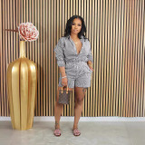 Fashion casual striped button lapel two-piece suit