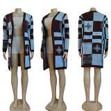 Fashion casual printed cardigan knitted sweater