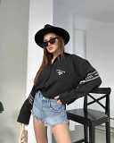 New embroidered solid color long sleeve simple casual shirt in summer