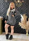 Fashion round neck casual knitted sweater dress