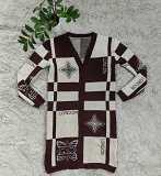 Fashion casual printed cardigan knitted sweater
