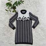 Fashion round neck casual knitted sweater dress