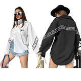 New embroidered solid color long sleeve simple casual shirt in summer