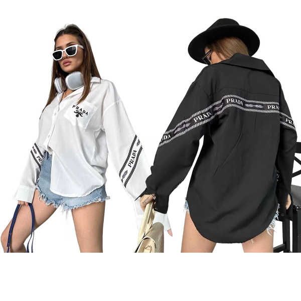 New embroidered solid color long sleeve simple casual shirt in summer