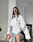 New embroidered solid color long sleeve simple casual shirt in summer