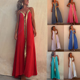 New lace-up halter neck casual relaxed holiday loose maxi women sleeveless swing dress