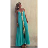 New lace-up halter neck casual relaxed holiday loose maxi women sleeveless swing dress