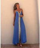 New lace-up halter neck casual relaxed holiday loose maxi women sleeveless swing dress