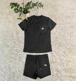 Embroidered fashion short sleeve shirt trousers suit