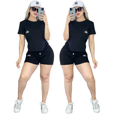 Embroidered fashion short sleeve shirt trousers suit