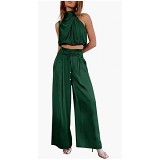 Summer casual sleeveless enterprise collar navel shirt wide-leg pants suit