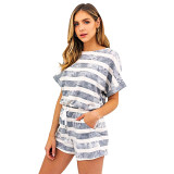 Stripe tye die short summer tshirt shorts casual 2 piece set outfits