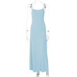 Solid color street sling loose big skirt casual dress