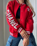 Fashion ladies printed buttons long sleeve casual jacket coat