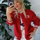 Fashion ladies printed buttons long sleeve casual jacket coat