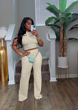 Sleeveless printed wide-leg trousers in summer two-piece suit
