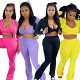Three-piece solid color cardigan long sleeve sexy strapless leisure sports suit women