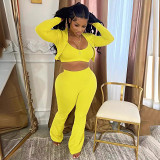 Three-piece solid color cardigan long sleeve sexy strapless leisure sports suit women