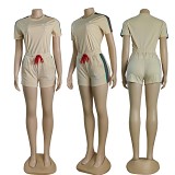 New Simple Embroidered Short Sleeve Shorts Suit in Summer