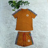 New Simple Embroidered Short Sleeve Shorts Suit in Summer