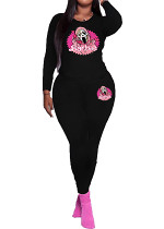 Long sleeve top long pants printed casual women 2 piece outfits tracksuit