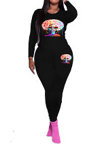 Long sleeve top long pants printed casual women 2 piece outfits tracksuit