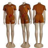 New Simple Embroidered Short Sleeve Shorts Suit in Summer