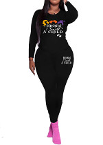 Long sleeve top long pants printed casual women 2 piece outfits tracksuit