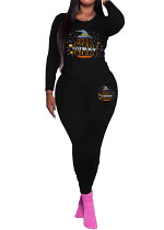 Long sleeve top long pants printed casual women 2 piece outfits tracksuit