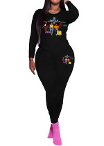 Long sleeve top long pants printed casual women 2 piece outfits tracksuit