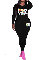 Long sleeve top long pants printed casual women 2 piece outfits tracksuit