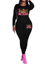 Long sleeve top long pants printed casual women 2 piece outfits tracksuit
