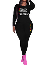 Long sleeve top long pants printed casual women 2 piece outfits tracksuit