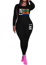 Long sleeve top long pants printed casual women 2 piece outfits tracksuit