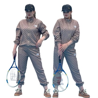 New fashion printed embroidered turtleneck sport two-piece suit