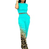 Fashion women's casual printing two-piece suit
